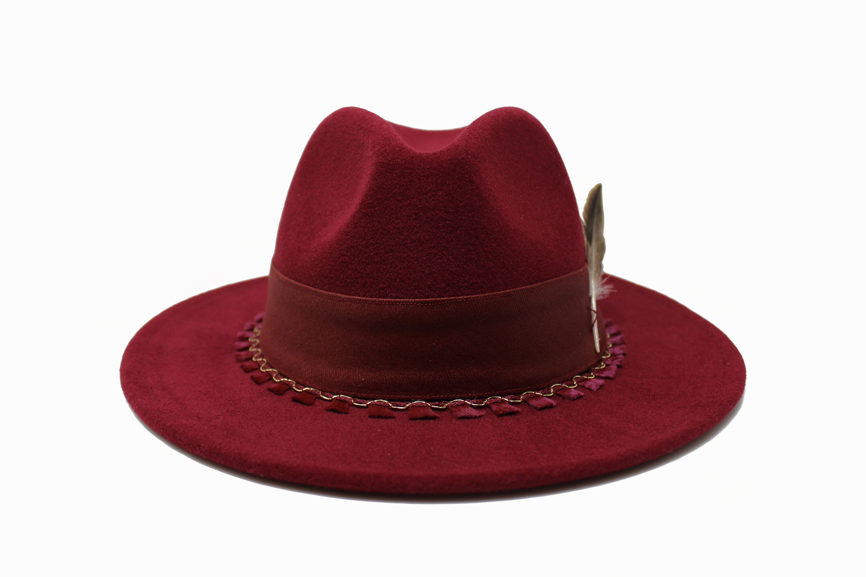 Burgundy Fedora Hat Wide Brim Fedora Hat Felt Hat Inner Etsy