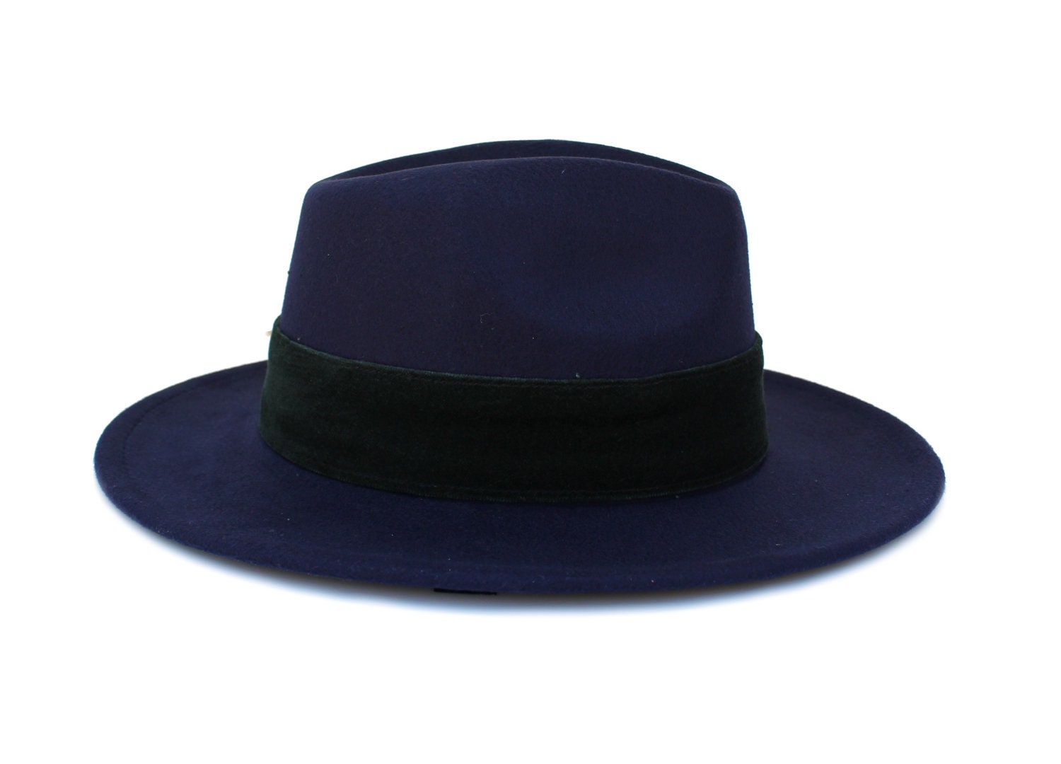 Navy Blue Fedora Hat Wide Brim Fedora Hat Felt Hat Etsy