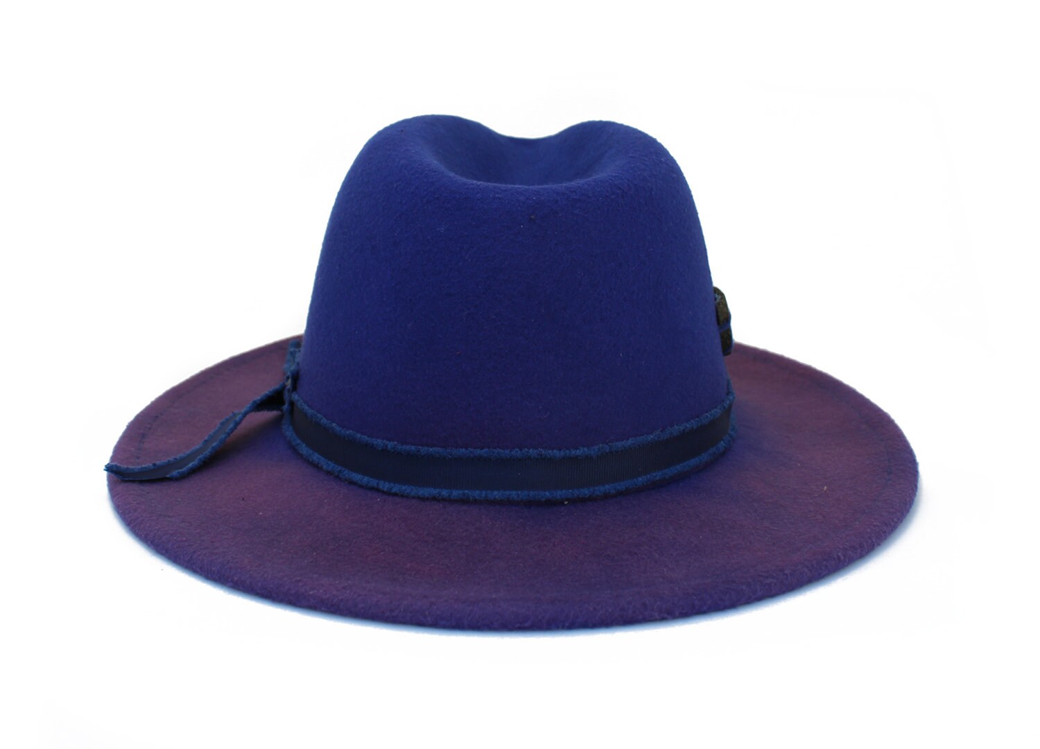 Royal Blue Fedora Hat Distressed Fedora Hat Felt Hat Etsy