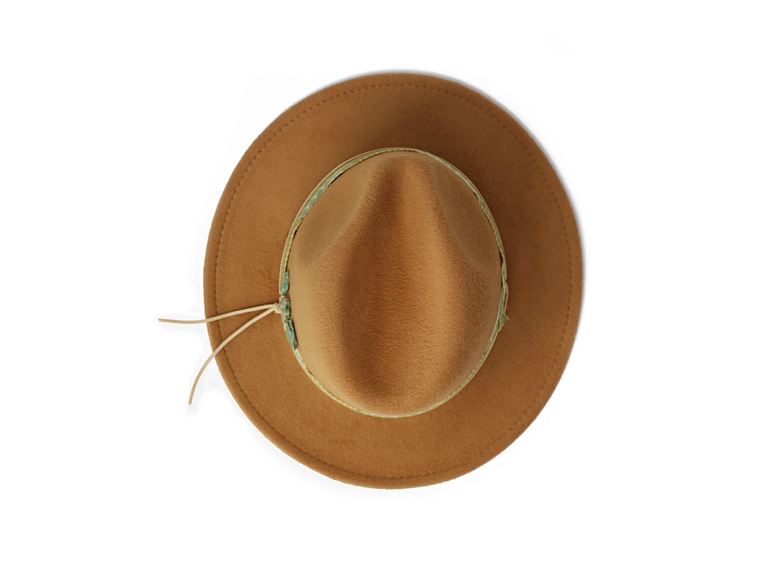 Tan Fedora Wide Brim Fedora Hat Felt Hat Turquoise Stone Etsy