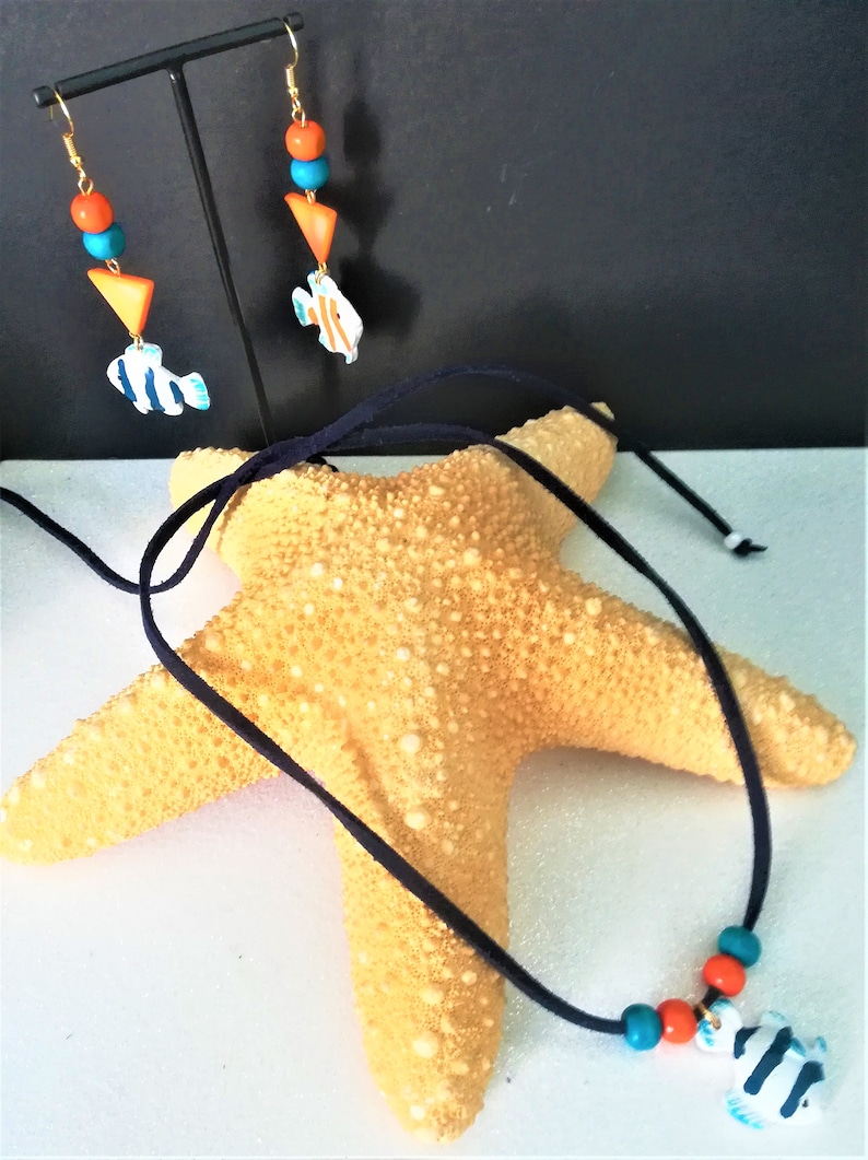 handmade women/'s jewelry July challenges the sea and its universe Jewelry adornment necklacebracelet and matching earrings gift idea