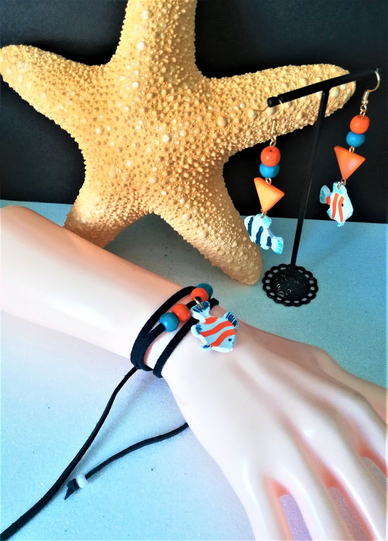 handmade women/'s jewelry July challenges the sea and its universe Jewelry adornment necklacebracelet and matching earrings gift idea