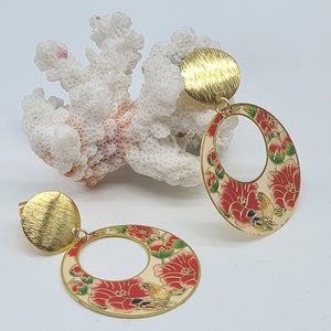 Red and gold filigree earrings, gift idea for girls, women, friends, girlfriends