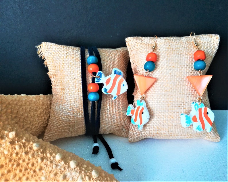 handmade women/'s jewelry July challenges the sea and its universe Jewelry adornment necklacebracelet and matching earrings gift idea