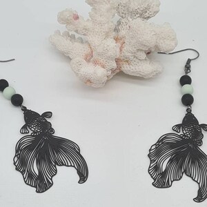 Filigree koi carp earring, gift idea