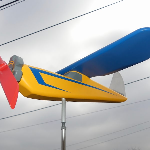 colorful wood plane weathervane 24/014 Les girouettes d'Angelo garden decoration handmade wind aviation