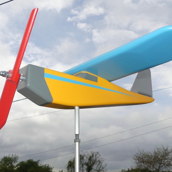 colorful wood plane weathervane 24/022 Les girouettes d'Angelo garden decoration handmade wind aviation