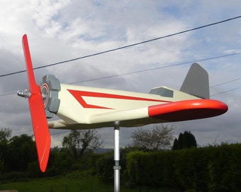 bunte Holzflugzeug-Wetterfahne 24/018 Les Weathervanes d'Angelo Gartendekoration handgefertigte Windfliegerei