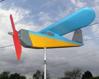 bunte Holzflugzeug-Wetterfahne 24/020 Les Weathervanes d'Angelo Gartendekoration handgefertigte Windfliegerei