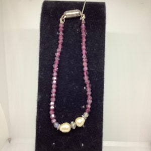 Bracelet 925 silver amethyst and faux pearls