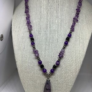 Beaded necklace amethyst 925 silver