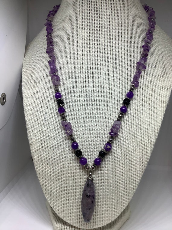 Beaded necklace amethyst 925 silver