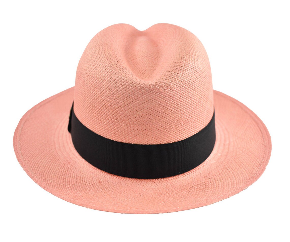 Pink Classic Fedora Genuine Panama Hat Toquilla Straw Handwoven in Ecuador EA Hatbox Included Etsy