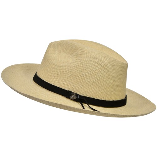 Original Panama Hat - Wide Brim Fedora - Natural Straw shops - Black Leather Band - Handmade in Ecuador by Ecua-Andino - EA - HatBox Included