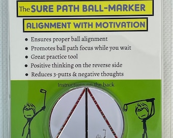 SURE PATH Ball-Marker Enhance Your Putting Precision with the Sure Path Ball-Marker  Say Goodbye to 3-Putts Choose from 3 Motivational Coins
