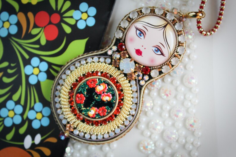 Gold Matryoshka Nesting Doll Necklace Russian Babushka Doll Etsy