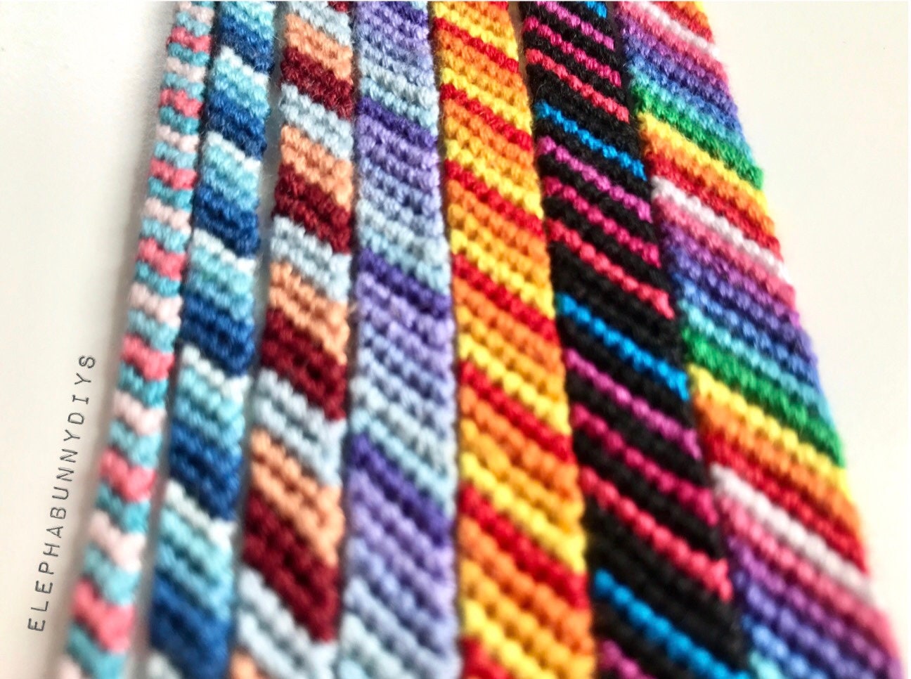 Candy Stripe Black & Rainbow Pair Friendship Bracelet