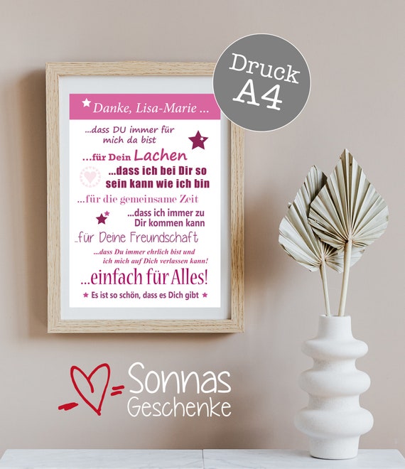 Beste Freundin Danke Freundschaft Druck Etsy