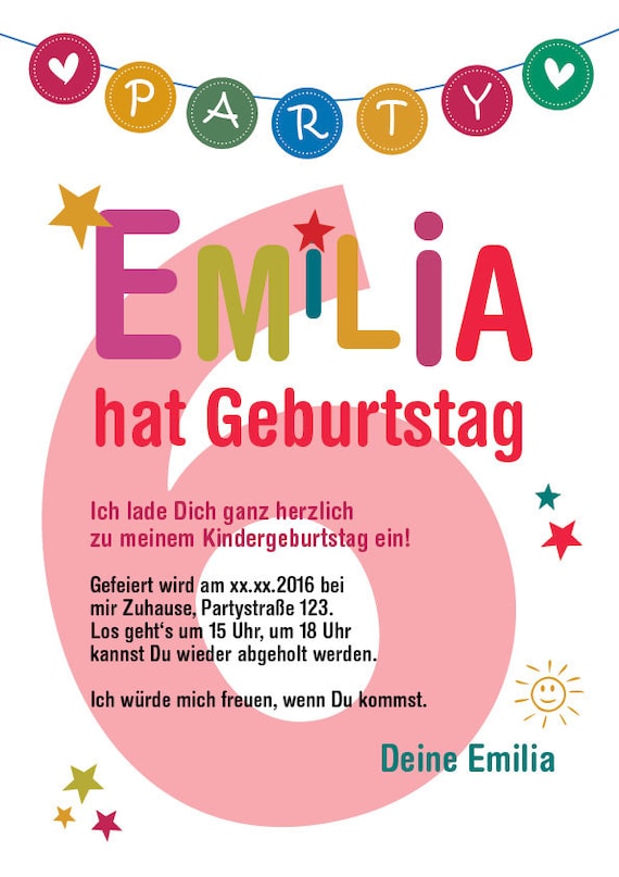 Pdf Kindergeburtstag Einladung Party Pdf Zum Selbstdruck Etsy