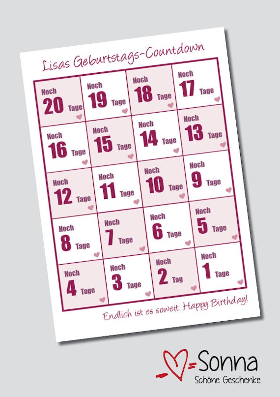GeburtstagsCountdown / Kalender für Kinder Countdown Etsy