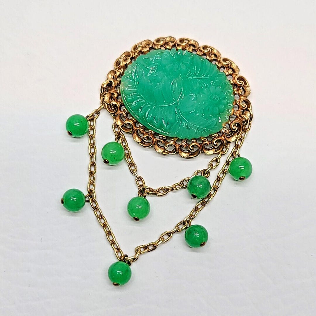 2,1 POUCES VIEUX vert jade sculpté Dragon Beast Cup CHARM PENDENTIF EUR