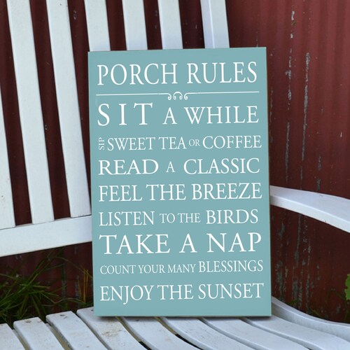 Porch Rules Front Porch Back Porch Wood Sign Etsy