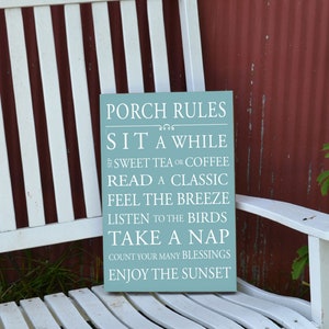 Porch Rules Front Porch Back Porch Wood Sign