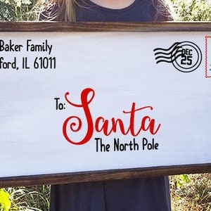 Letter to Santa Letter to the North Pole Framed Wood Sign Farmhouse Sign Christmas Decor Christmas Sign