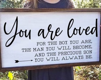 You Are Loved Son Wood Sign Boy Nursery Sign