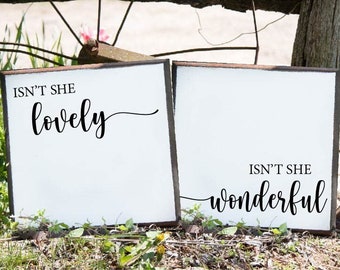 Isn't She Lovely Isn't She Wonderful Baby Girl Nursery Wood Signs Nursery Decor