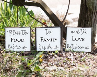 Bless the Food Before Us the Family Beside Us and the Love Between Us Stained Wood Sign Farmhouse Sign Farmhouse Kitchen Signs