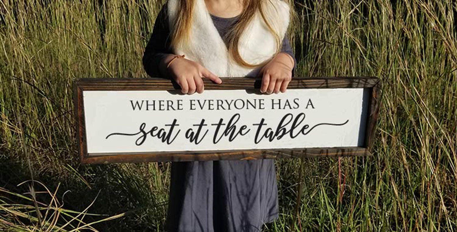 Where Everyone Has a Seat at the Table Dining Room Framed Farmhouse Sign