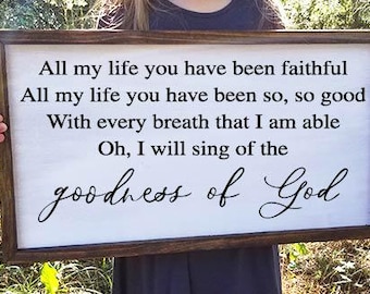 Goodness of God Song Framed Wood Sign