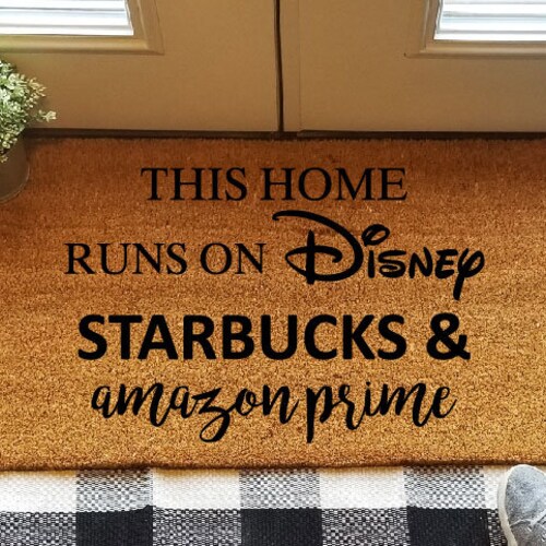 Disney Doormat / Disney Starbucks and Amazon Prime Doormat Etsy