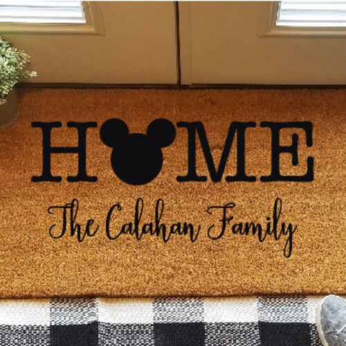 HOME With Mickey Mouse Head Custom Door Mat Family Name Etsy
