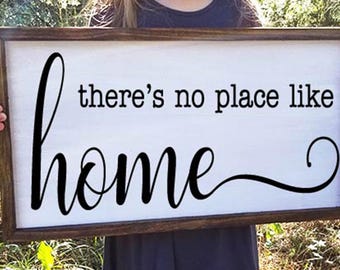 There's No Place Like Home Frame Farmhouse Wood Sign