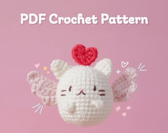 Romanticat PDF Crochet Pattern, Valentine Cat, Cat Cupid Amigurumi Pattern