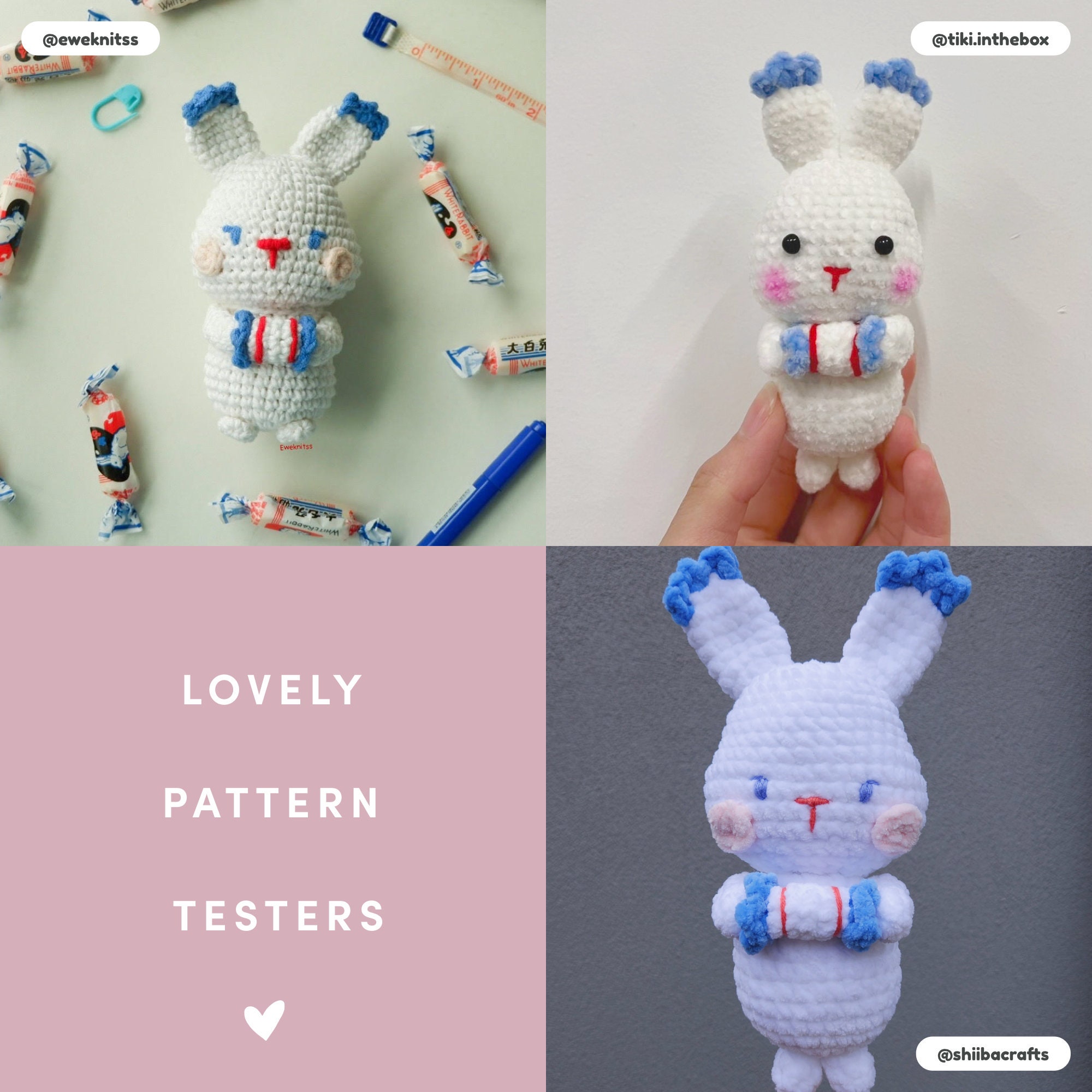 White Rabbit Candy Amigurumi Pattern - Etsy
