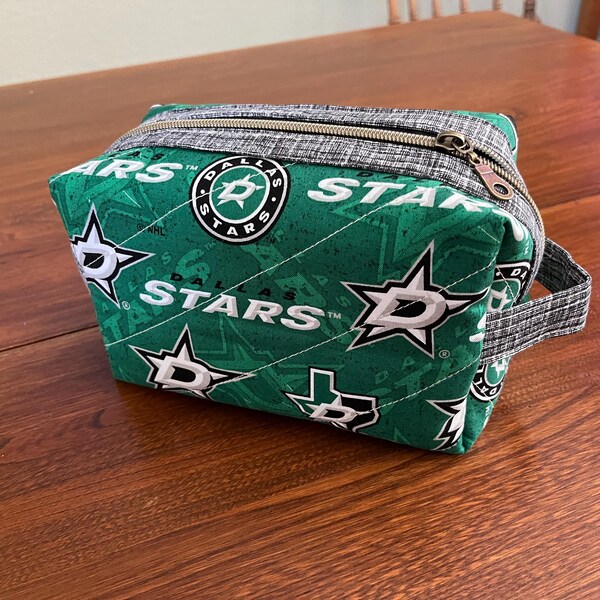 NHL Sports Quilted Toiletry Bag: Handmade Travel Zipper Pouch Stars Flyers Oilers NJ Devils Islanders Panthers Flames