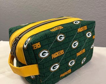 Trousse de toilette matelassée NFL Sports : pochettes de voyage en coton faites main Cowboys Giants Chiefs Eagles Vikings 49ers Steelers