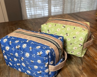 Cosmetic Bag, Bee Lovers, Free Shipping,  Toiletry Bag, Travel Bag, Pencil Bag, Storage Bag, Cotton Zipper Bag, Dorm Room, Accessories Bag