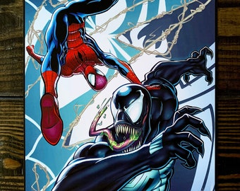 Spider-Man vs Venom Original Art Print