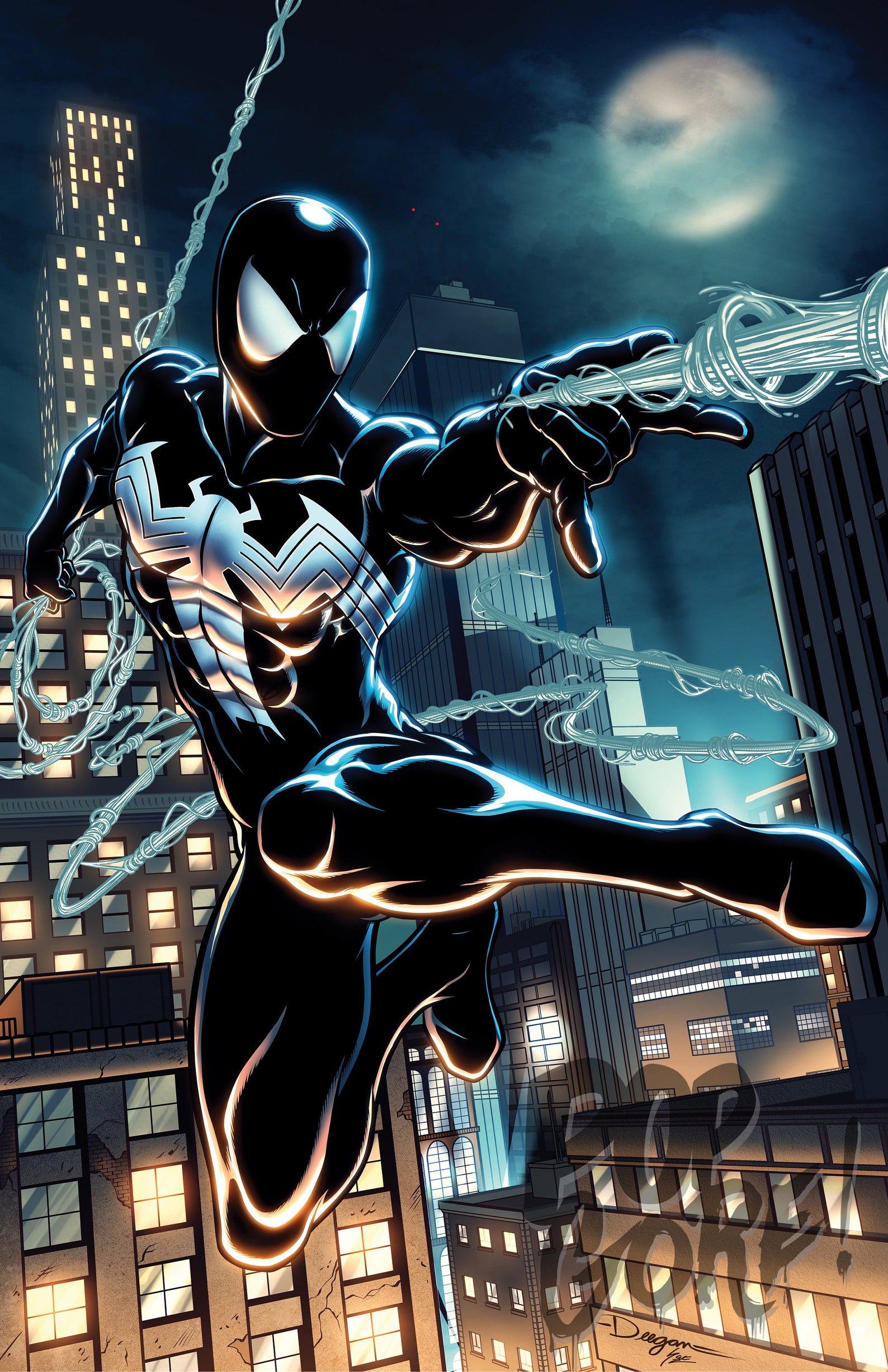 Spider-man Symbiote Black Costume Original Art Print - Etsy