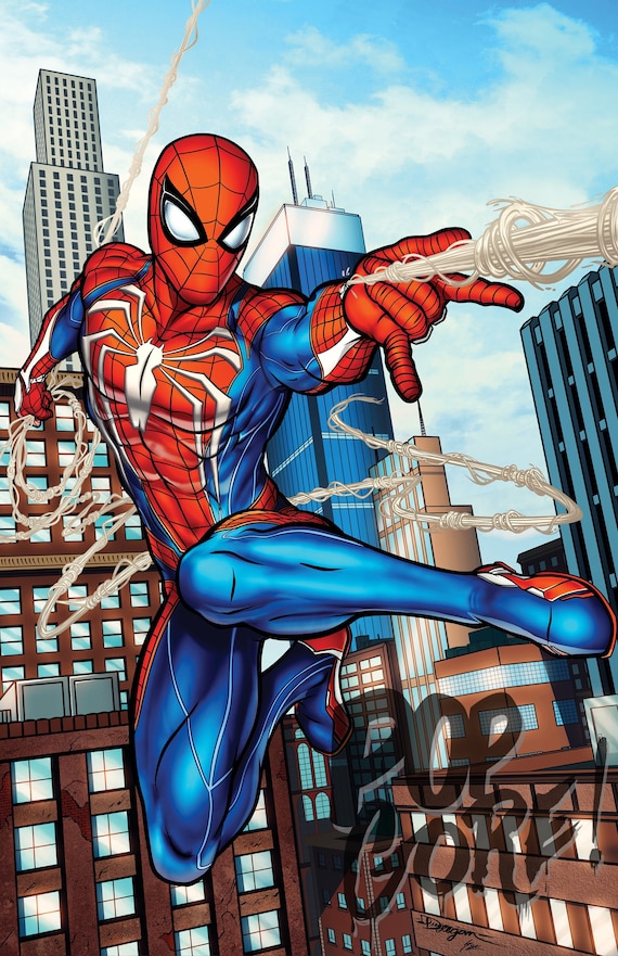 Spider-Man Traje Avanzado Original Art Print - Etsy España