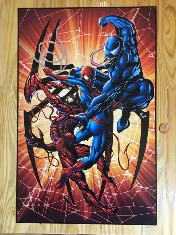 Spider-man Vs Venom Vs Carnage Art Print - Etsy