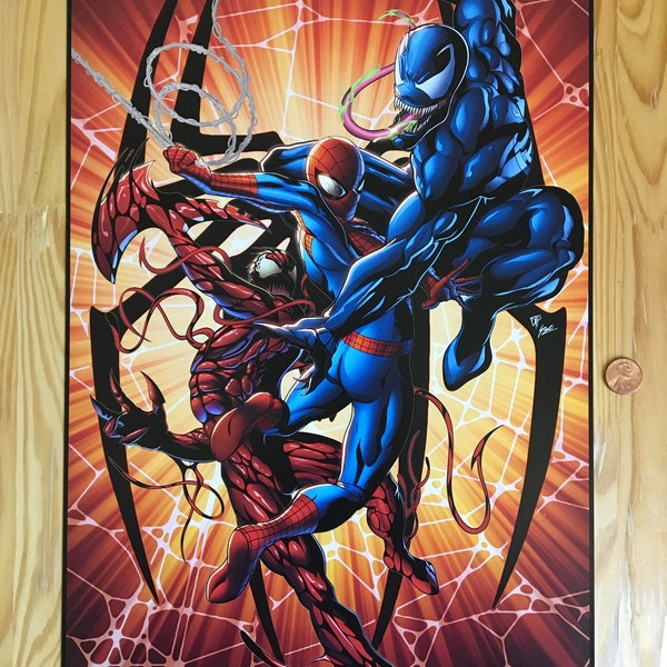 Spider-man vs Venom vs Carnage tirage d’art