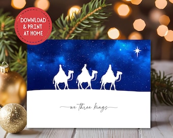 We Three Kings Day Printable Card, Instant Download, 7x5, Feast of the Epiphany, Los Reyes Magos, Three Wise Men, Los Tres Reyes