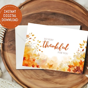 Muito grato por você Cartão de Ação de Graças para impressão, Friendsgiving, Download instantâneo Cartão de agradecimento para professores, funcionários e familiares