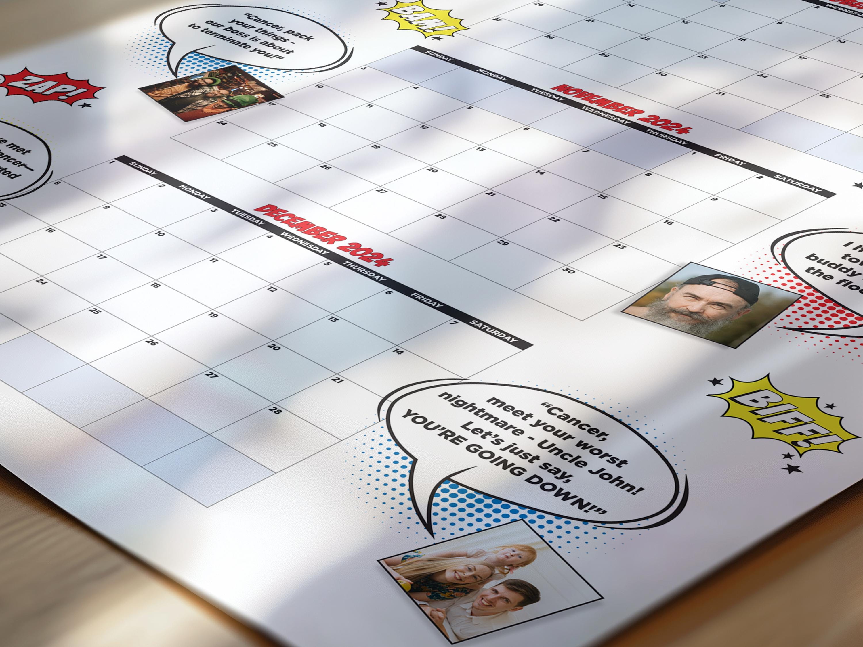 Personalized Printable 3 Month Knockout Cancer Calendar for Men, Women ...