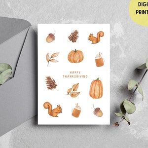 Thanksgiving Card | Happy Thanksgiving | Thankful for you | Give thanks greeting card | Pumpkin fall card | Printable Thanksgiving Card